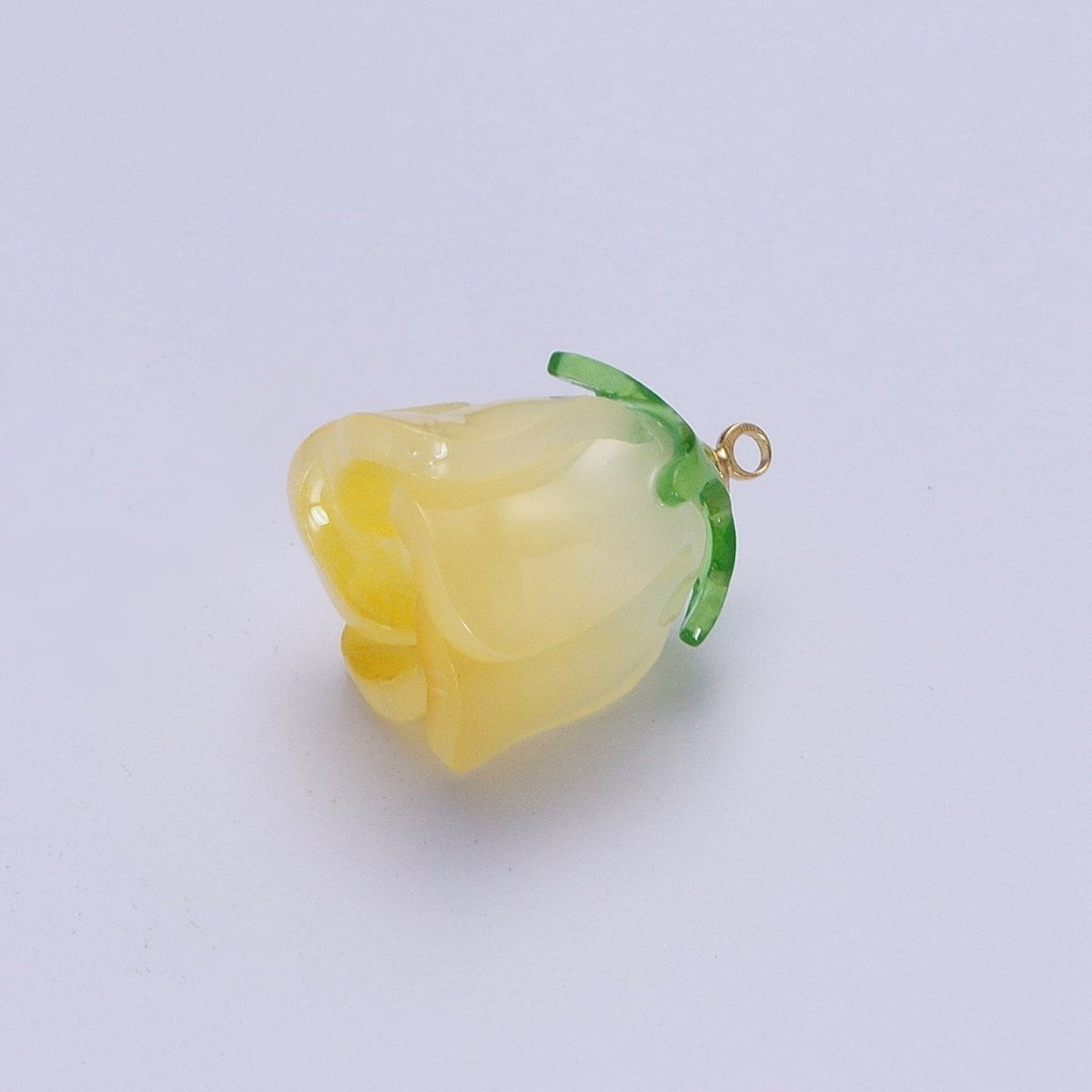 14K Gold Filled Glass Flower Tulip Rose Resin Charm Supply For DIY Summer Jewelry Making | X-736 X-737 X-738 X-739