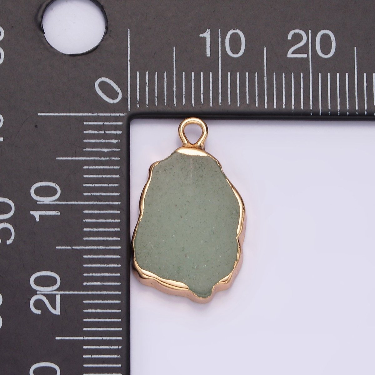 14K Gold Filled Green Aventurine Abstract Foiled Charm | N1742
