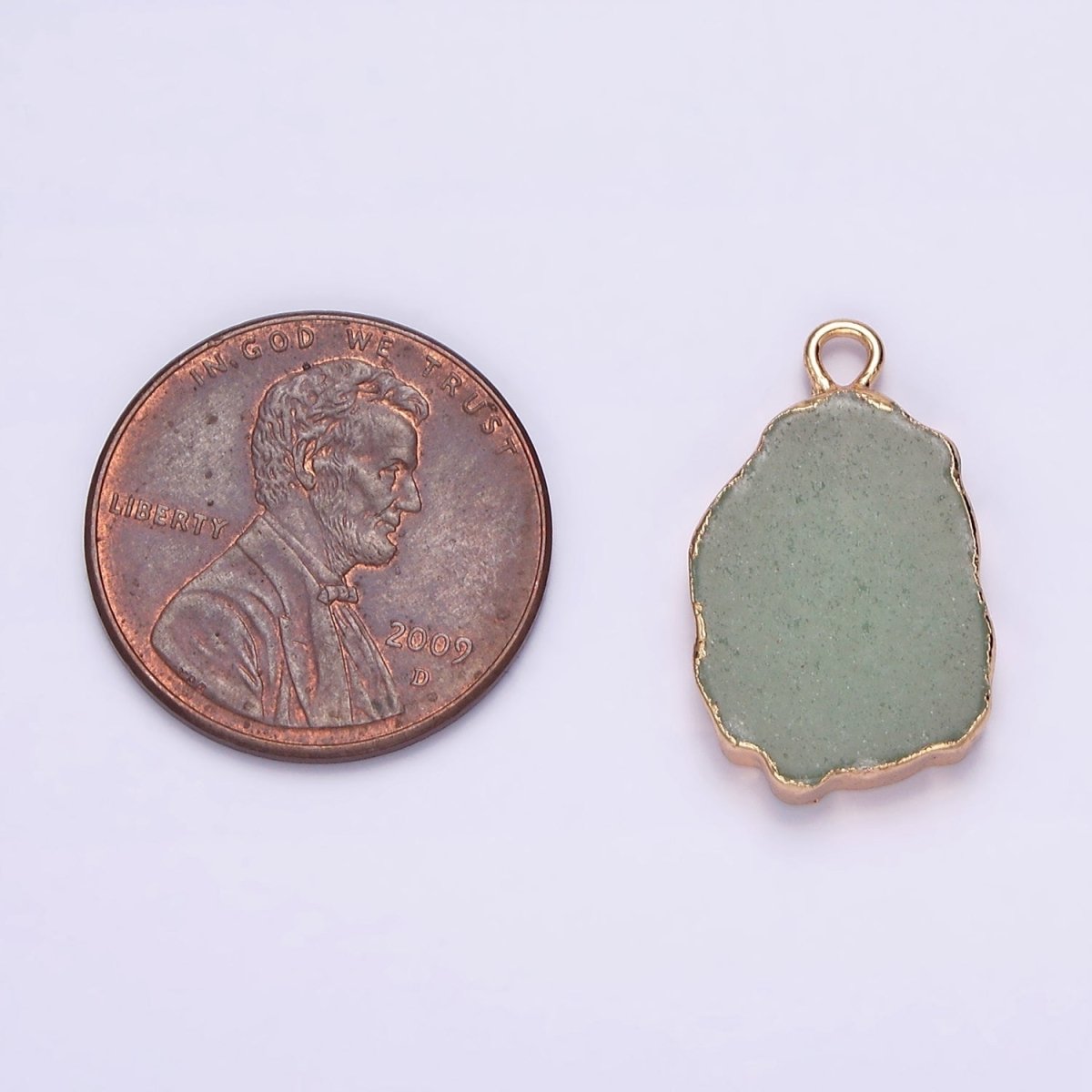 14K Gold Filled Green Aventurine Abstract Foiled Charm | N1742