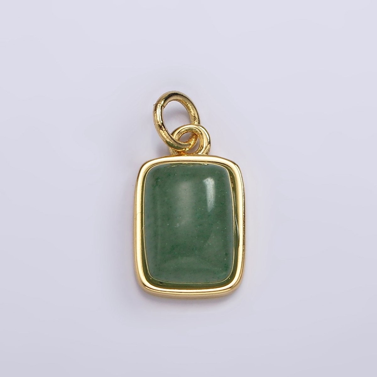 14K Gold Filled Green Aventurine Rectangular Bezel Charm | AG584