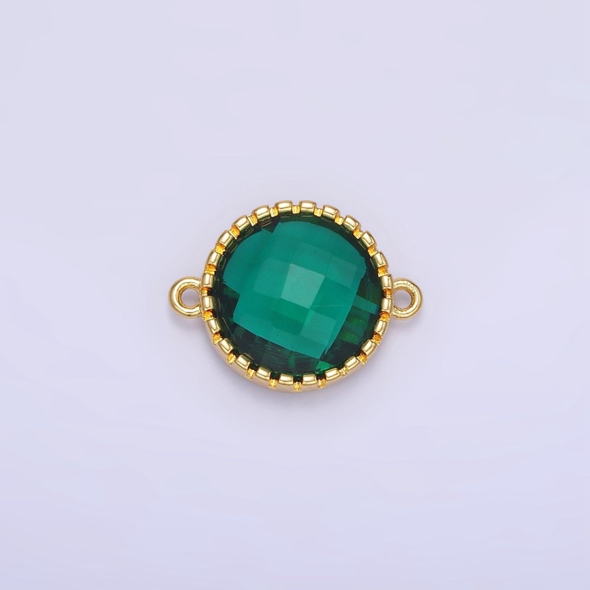 14K Gold Filled Green CZ Multifaceted Round Connector | G352