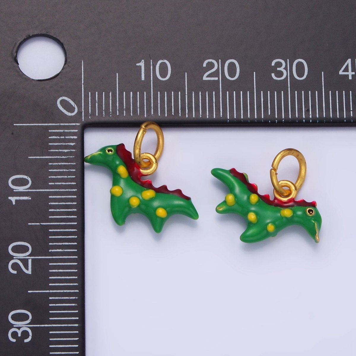 14K Gold Filled Green Dinosaur Multicolor Enamel Mini Charm | AG699