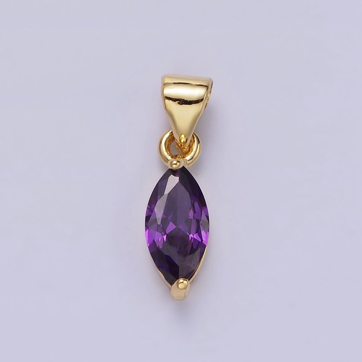 14K Gold Filled Green, Fuchsia, Olive, Red, Vermillion, Yellow, Blue, Purple, White Clear CZ Marquise Pendant | AA666 - AA675
