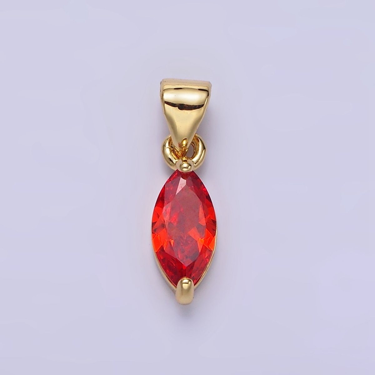 14K Gold Filled Green, Fuchsia, Olive, Red, Vermillion, Yellow, Blue, Purple, White Clear CZ Marquise Pendant | AA666 - AA675