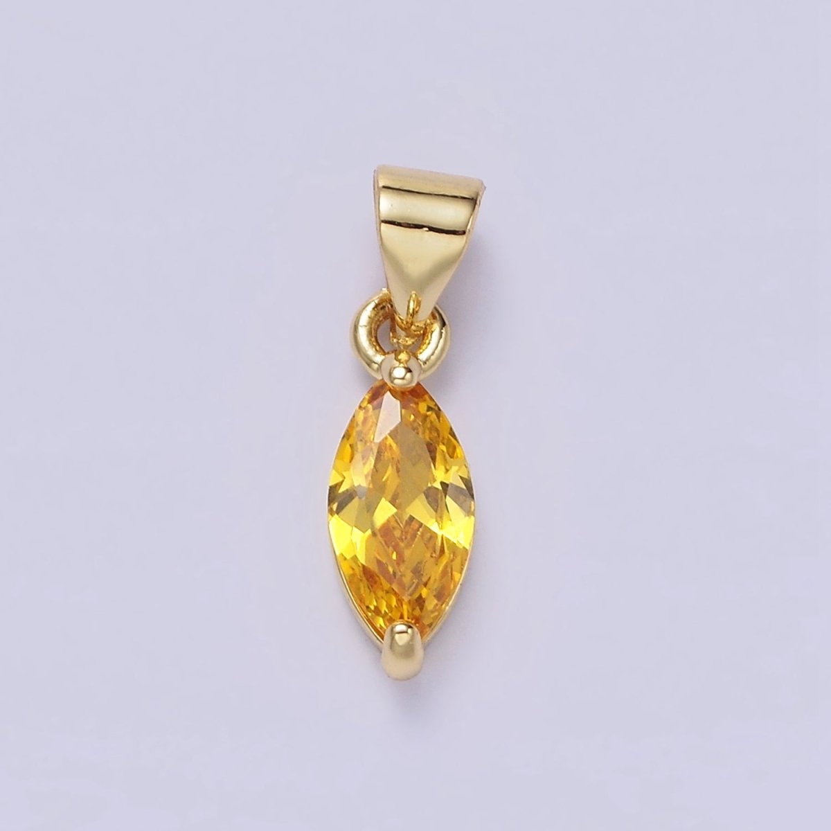 14K Gold Filled Green, Fuchsia, Olive, Red, Vermillion, Yellow, Blue, Purple, White Clear CZ Marquise Pendant | AA666 - AA675