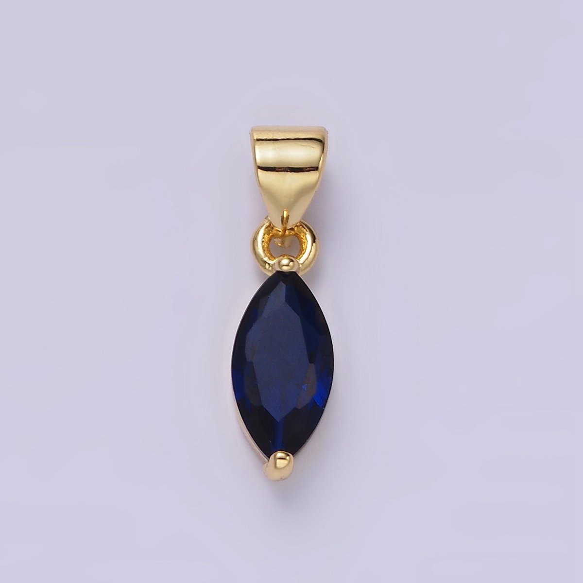 14K Gold Filled Green, Fuchsia, Olive, Red, Vermillion, Yellow, Blue, Purple, White Clear CZ Marquise Pendant | AA666 - AA675