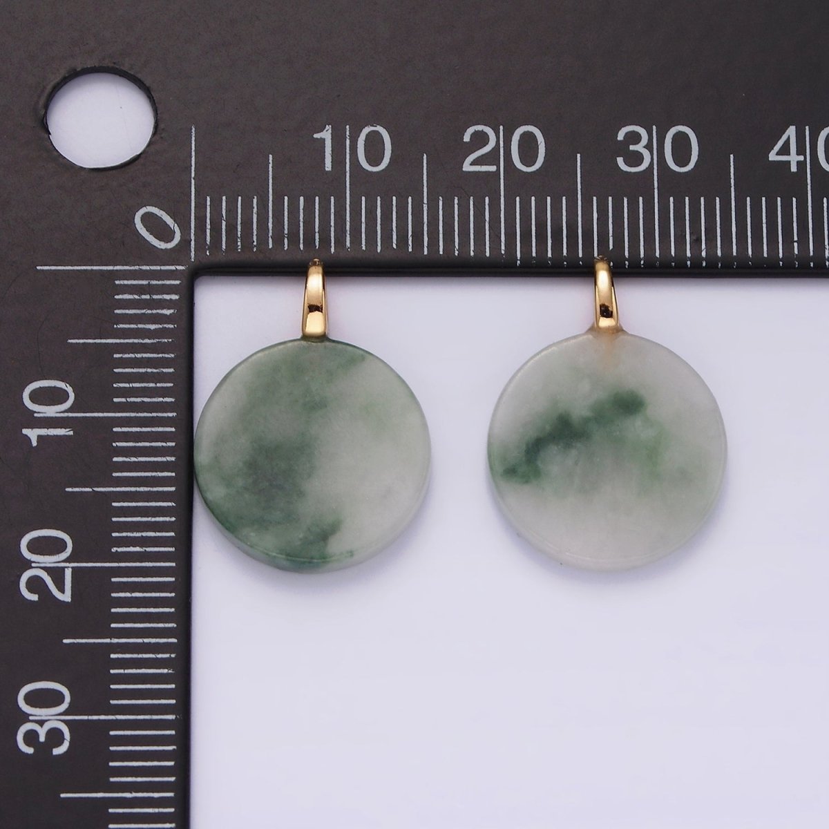 14K Gold Filled Green Jade Natural Round Minimalist Drop Pendant | AG460