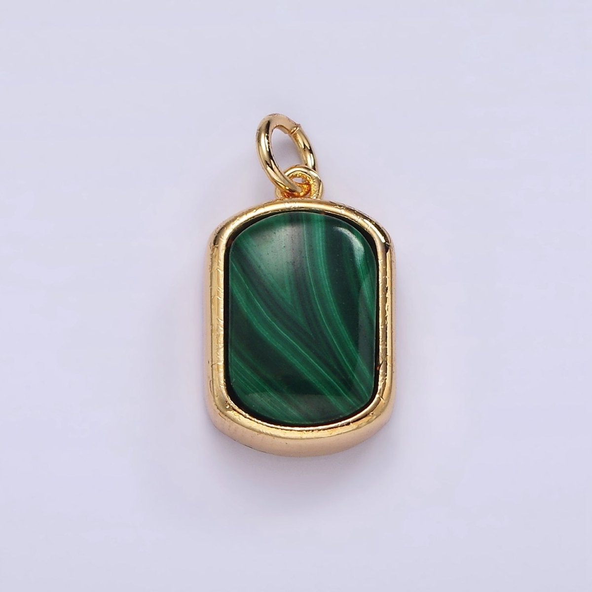 14K Gold Filled Green Malachite Oblong Bezel Charm | AG530