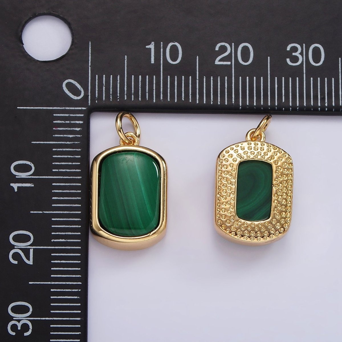 14K Gold Filled Green Malachite Oblong Bezel Charm | AG530