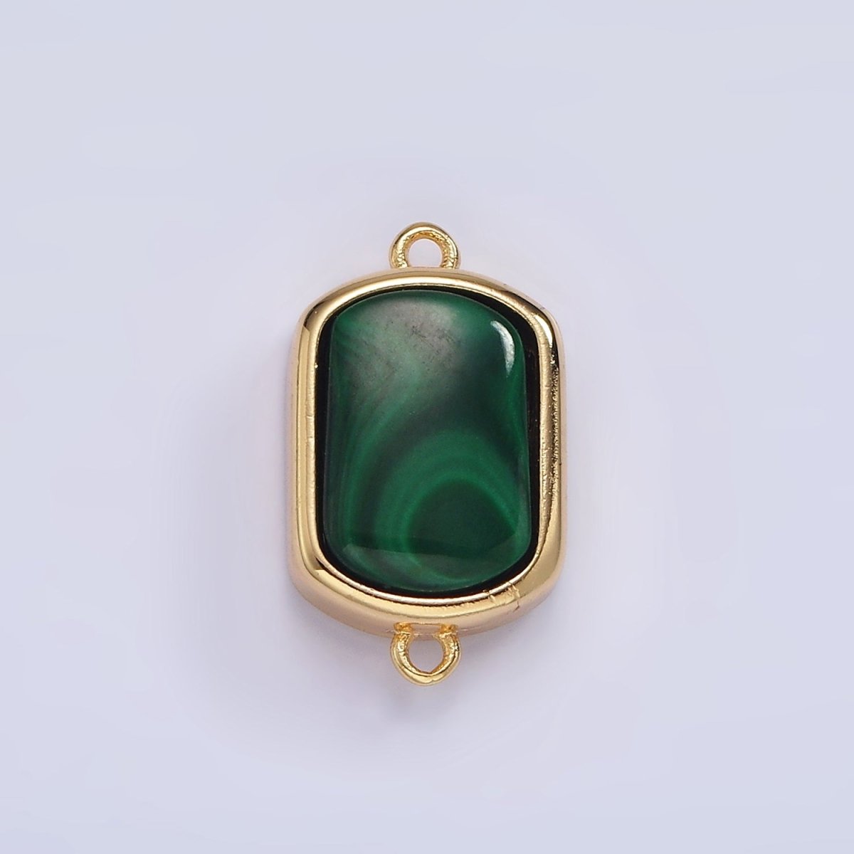 14K Gold Filled Green Malachite Oblong Bezel Connector | G217