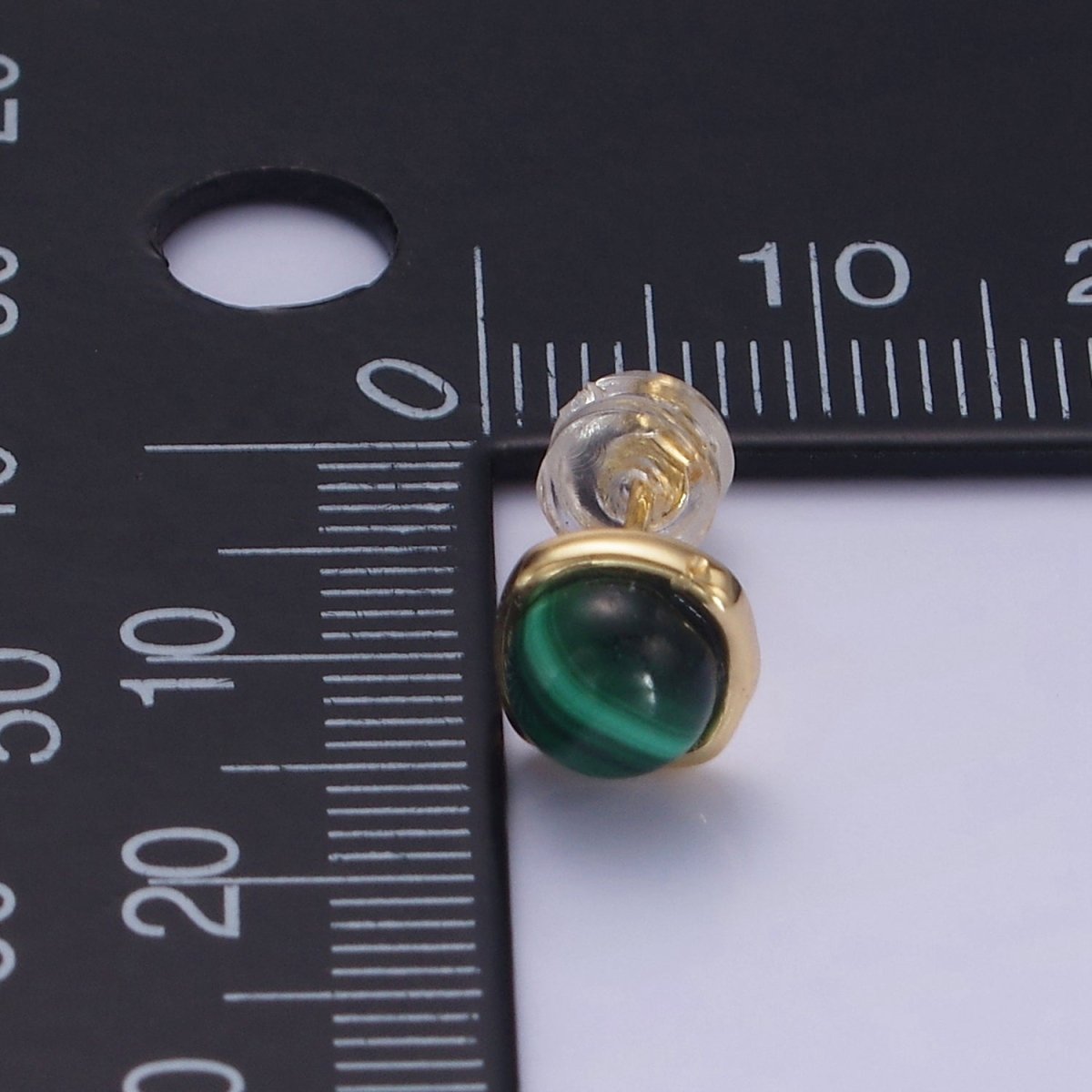 14K Gold Filled Green Malachite Stud Earrings AB1306