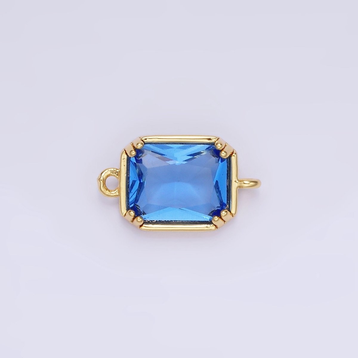 14K Gold Filled Green, Pink, Blue, Light Green, Baby Blue CZ Multifaceted Baguette Connector | G342 - G344