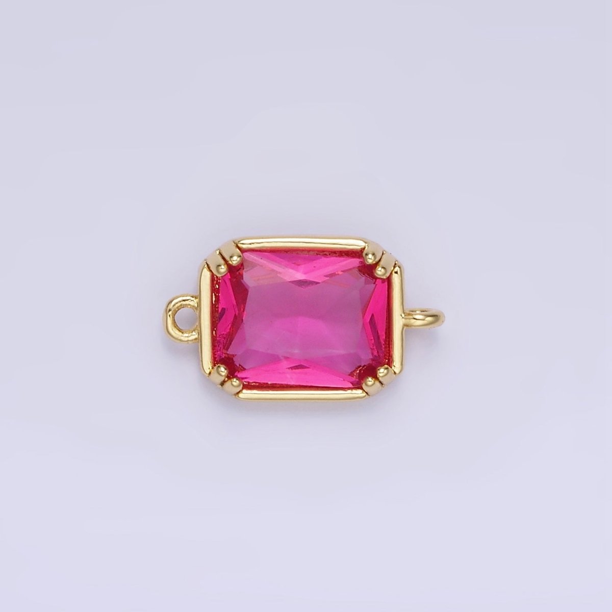 14K Gold Filled Green, Pink, Blue, Light Green, Baby Blue CZ Multifaceted Baguette Connector | G342 - G344