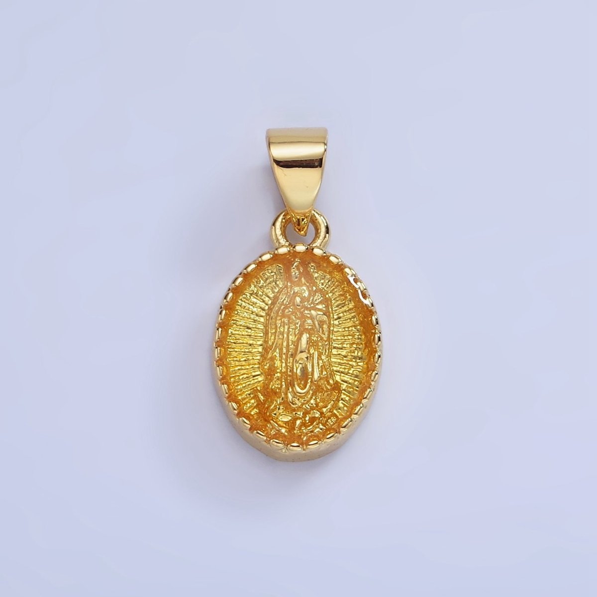 14K Gold Filled Green, Red, Pink, Purple, Teal, Yellow, Fuchsia Miraculous Lady Mary Pendant | AA1239 - AA1242