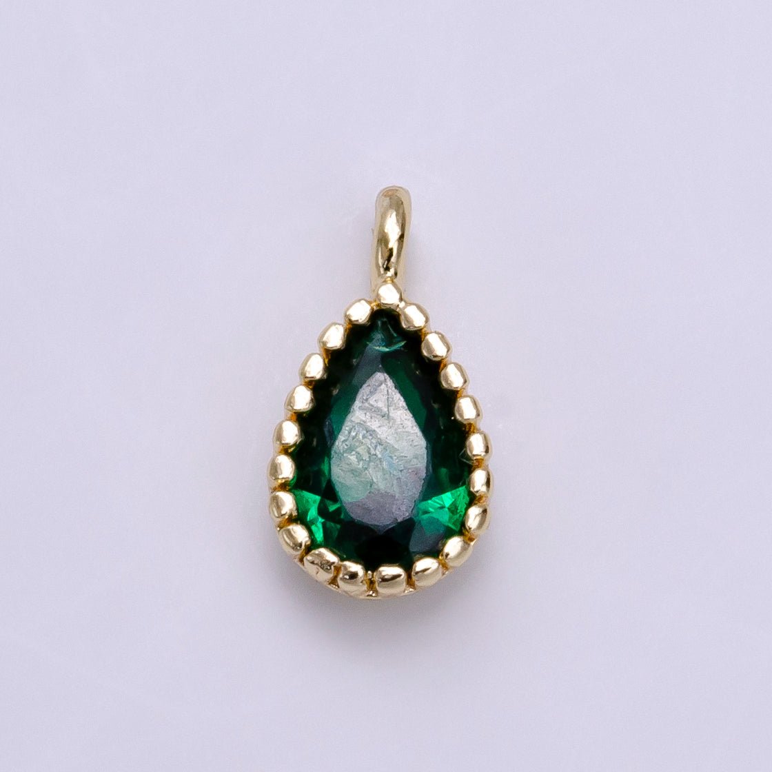 14K Gold Filled Green Teardrop CZ Beaded Add-On Charm | AC1463