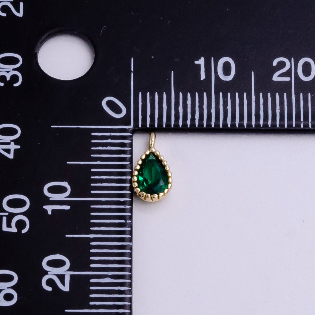 14K Gold Filled Green Teardrop CZ Beaded Add-On Charm | AC1463