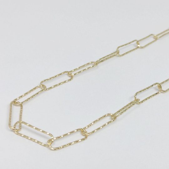 14K Gold Filled Hammered Paperclip Chain by Yard, Oval Link Chain Wholesale bulk Roll Chain for Jewelry Making | ROLL-417 Clearance Pricing
