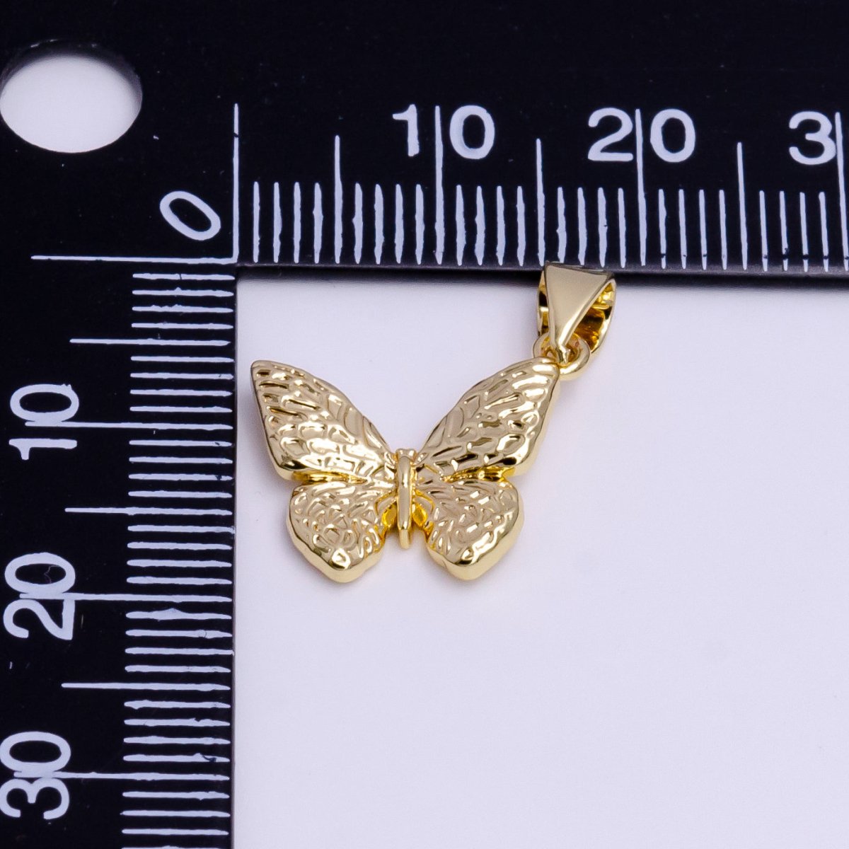 14K Gold Filled Hammered Textured Butterfly Mariposa Pendant | AA749
