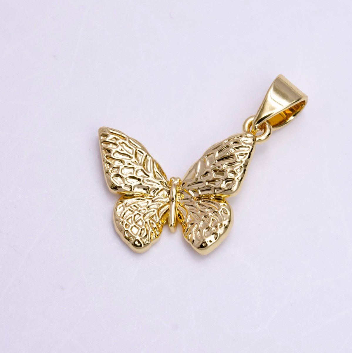 14K Gold Filled Hammered Textured Butterfly Mariposa Pendant | AA749