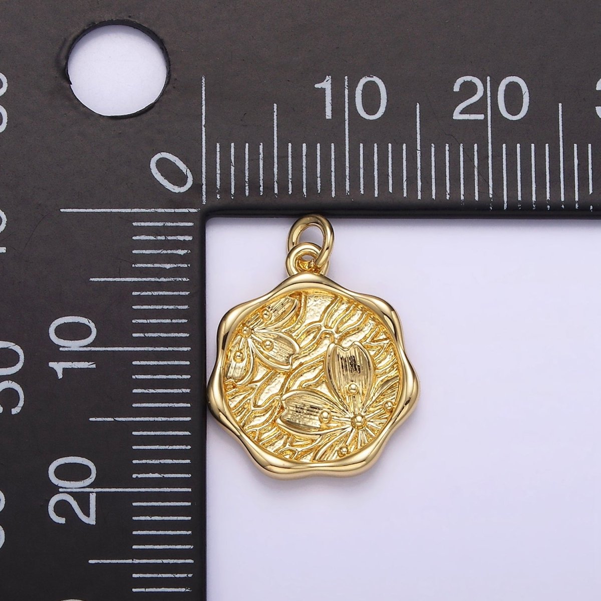 14K Gold Filled Hawthorne May Birth Flower Molten Stamped Charm | AG268
