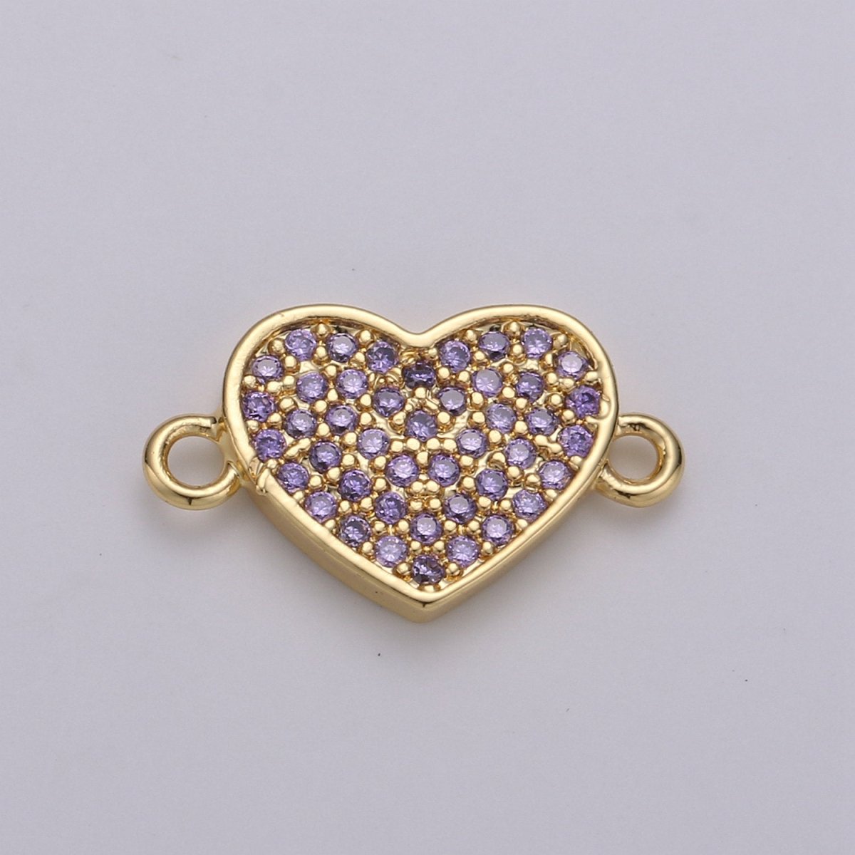 14K Gold Filled Heart Charm Connector Minimalist Cubic Purple Teal Pink Love Link Connector Necklace Bracelet Charm  For Jewelry Making F-408-F-410 F-510