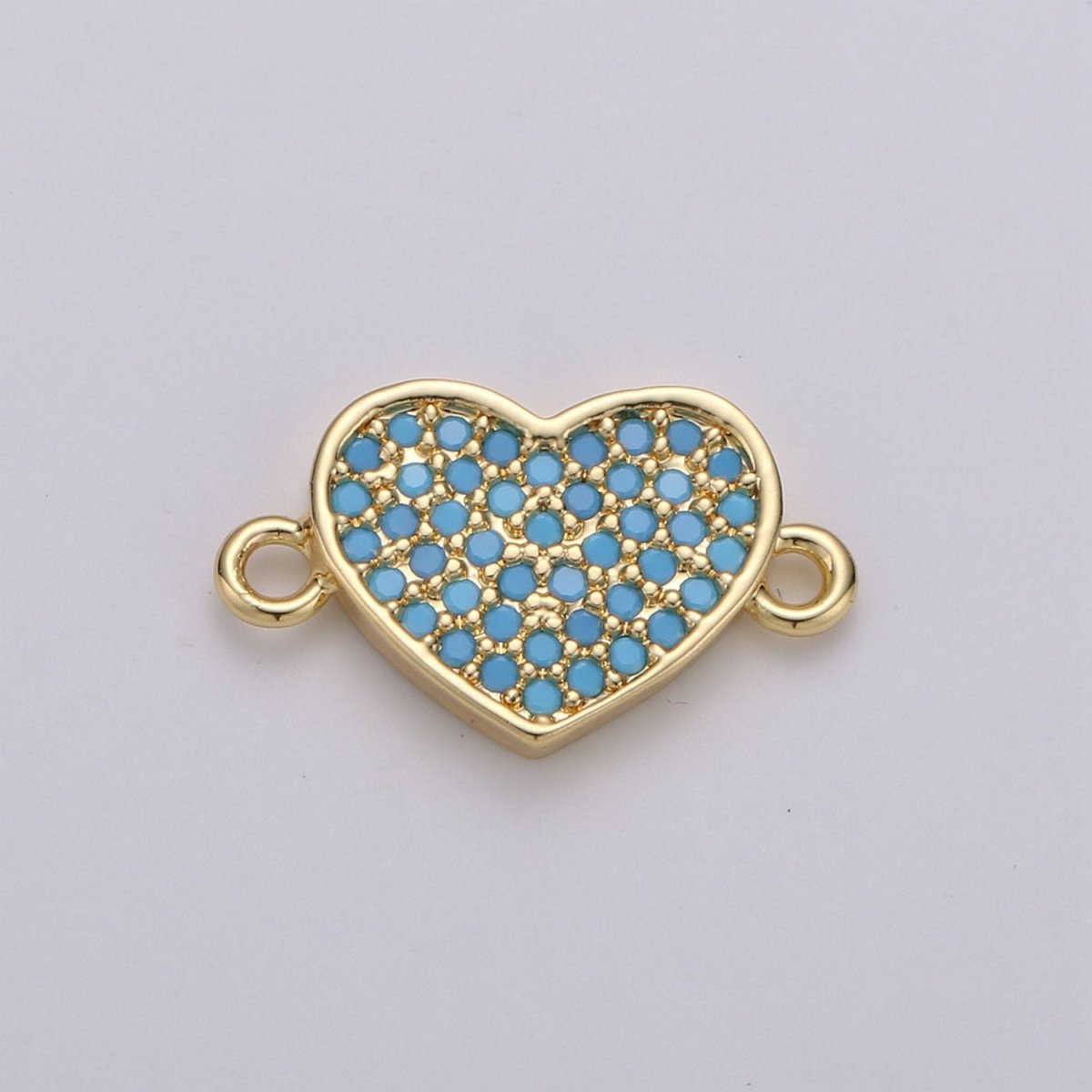 14K Gold Filled Heart Charm Connector Minimalist Cubic Purple Teal Pink Love Link Connector Necklace Bracelet Charm  For Jewelry Making F-408-F-410 F-510