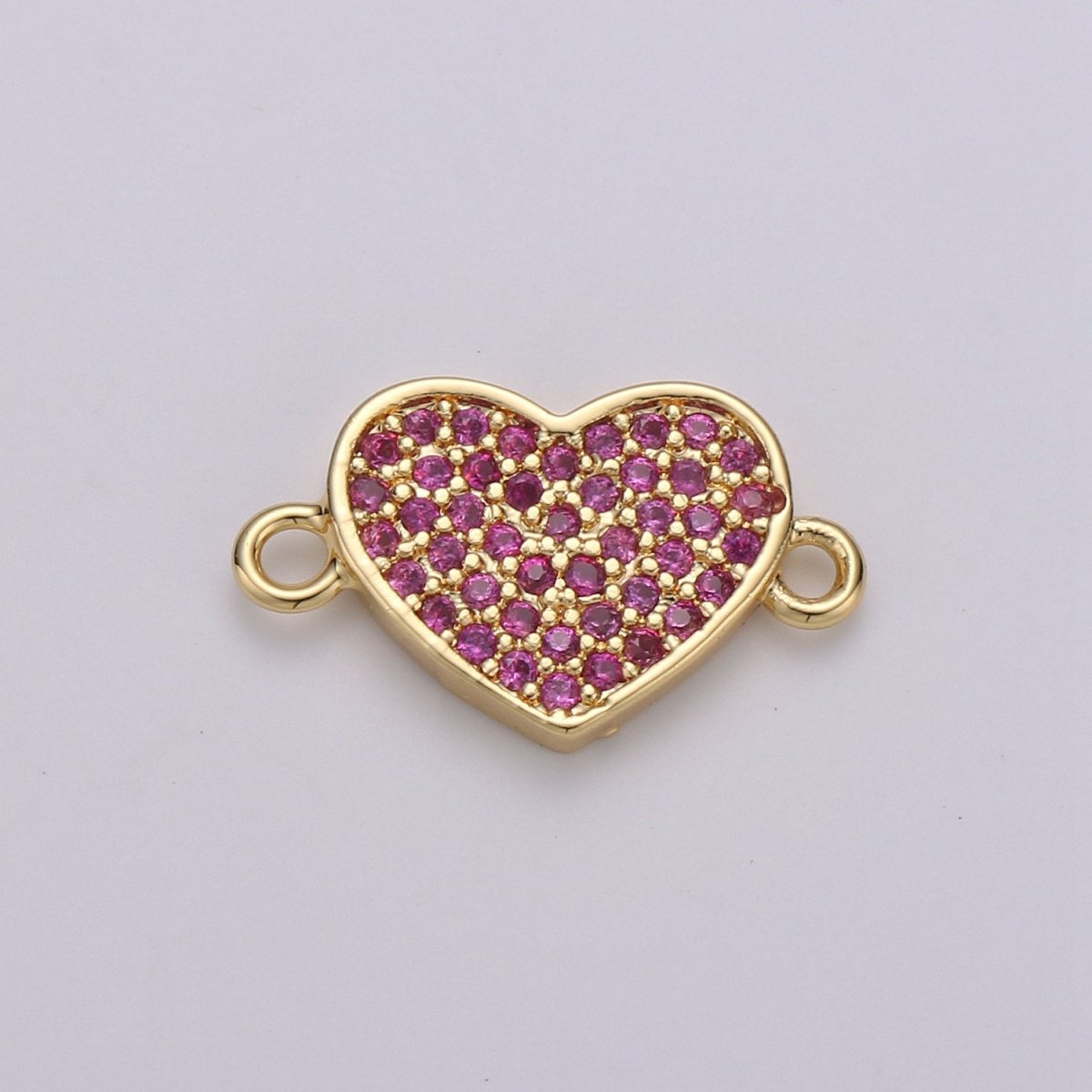 14K Gold Filled Heart Charm Connector Minimalist Cubic Purple Teal Pink Love Link Connector Necklace Bracelet Charm  For Jewelry Making F-408-F-410 F-510
