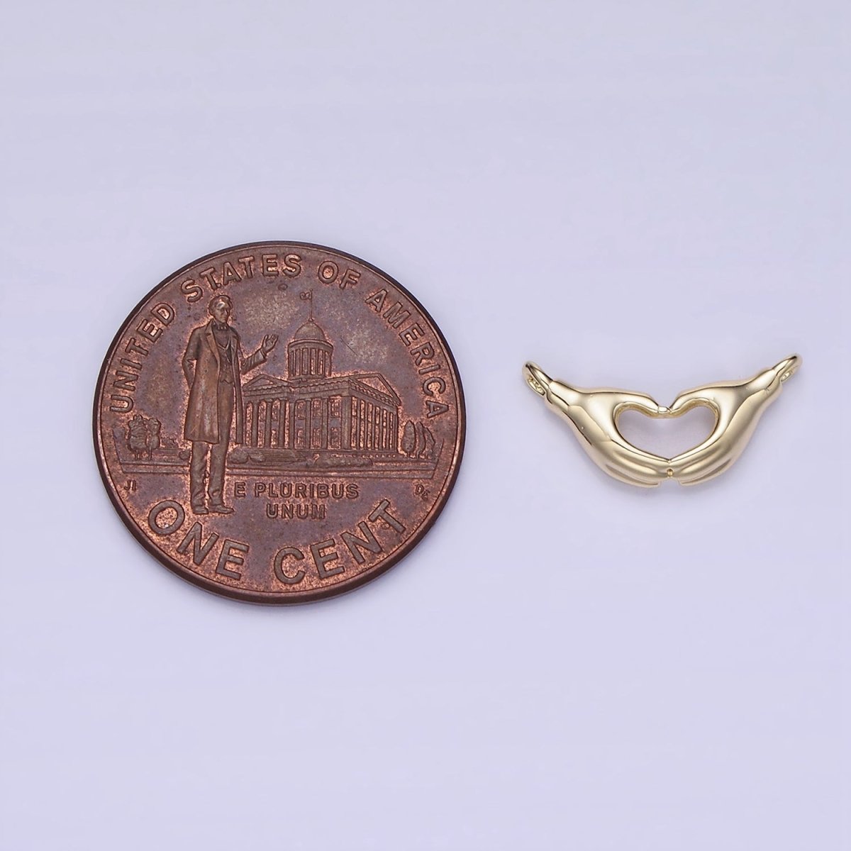 14K Gold Filled Heart Charm Hand Gesture Charm Connector | G273