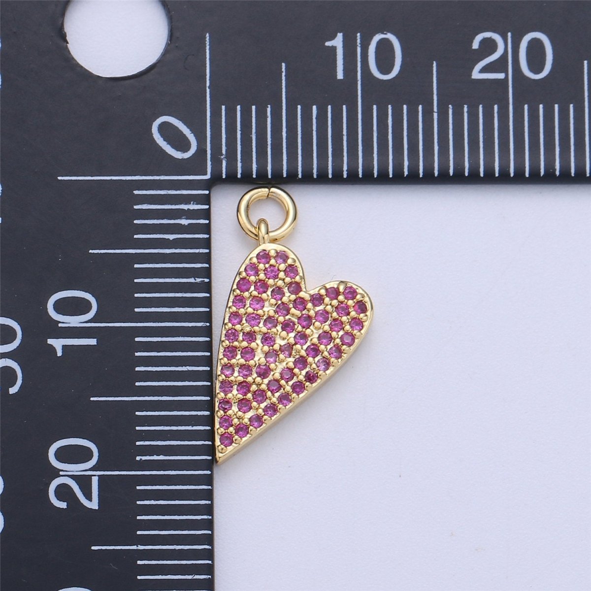 14k Gold Filled Heart Charm,CZ Micro Pave Heart Pendant, Pink Cubic Heart Charm for Necklace Earring Bracelet Component I-567