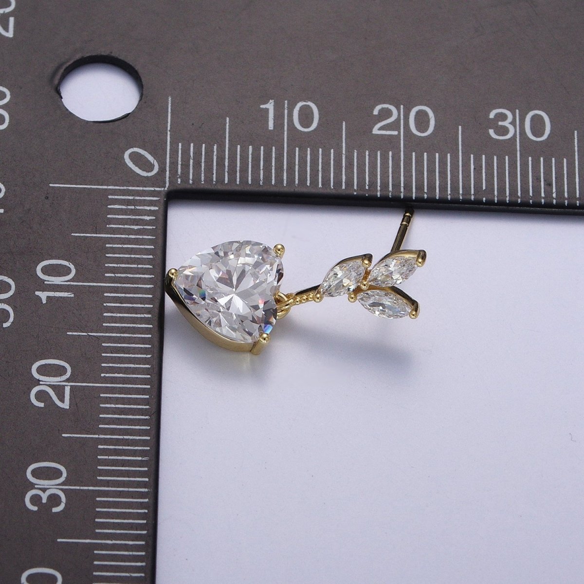 14K Gold Filled Heart Marquise Cubic Zirconia Dangle Drop Stud Earrings | AD-057