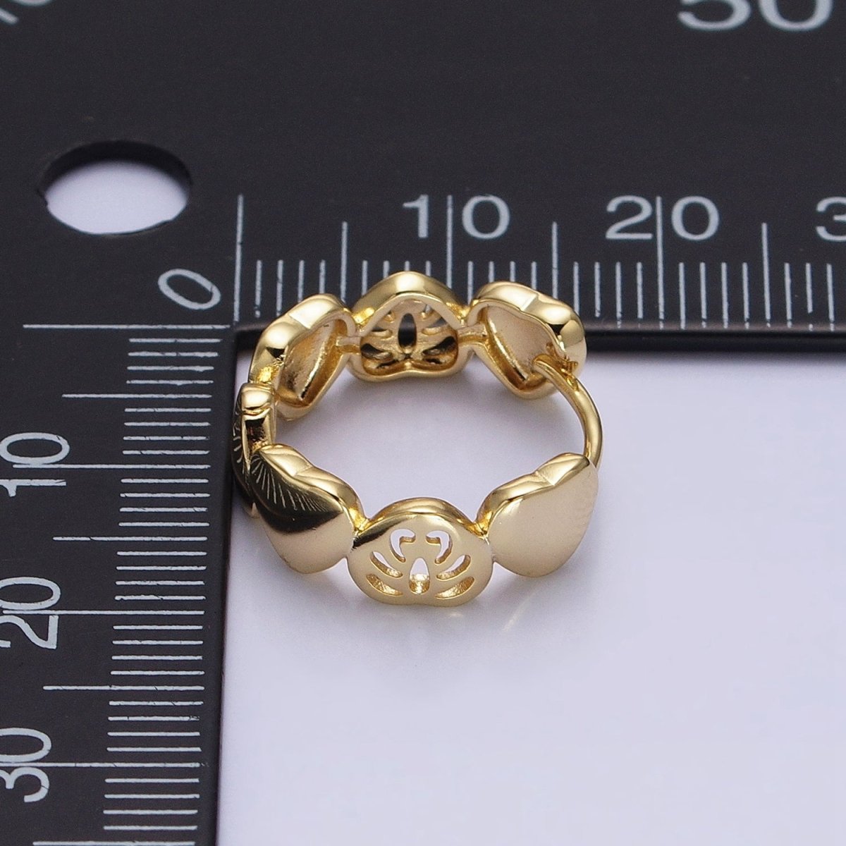 14K Gold Filled Heart Monstera Palm Leaf 18mm Huggie Earrings | AB1529