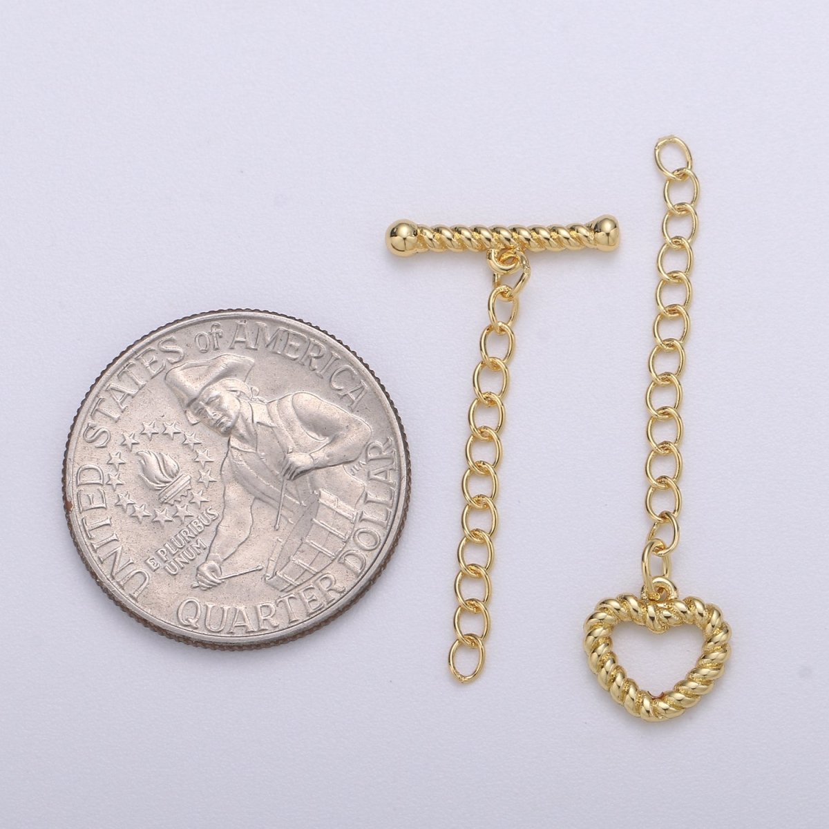14k Gold Filled heart shape clasp toggle, Twisted Gold clasp, gold heart clasp toggle, heart toggle for Necklace Bracelet Component K-896