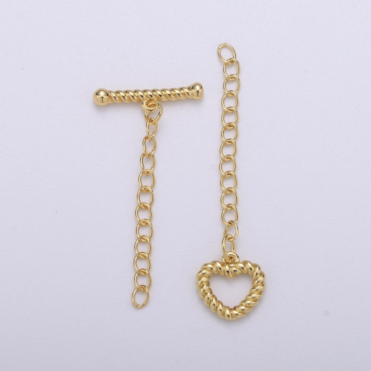 14k Gold Filled heart shape clasp toggle, Twisted Gold clasp, gold heart clasp toggle, heart toggle for Necklace Bracelet Component K-896
