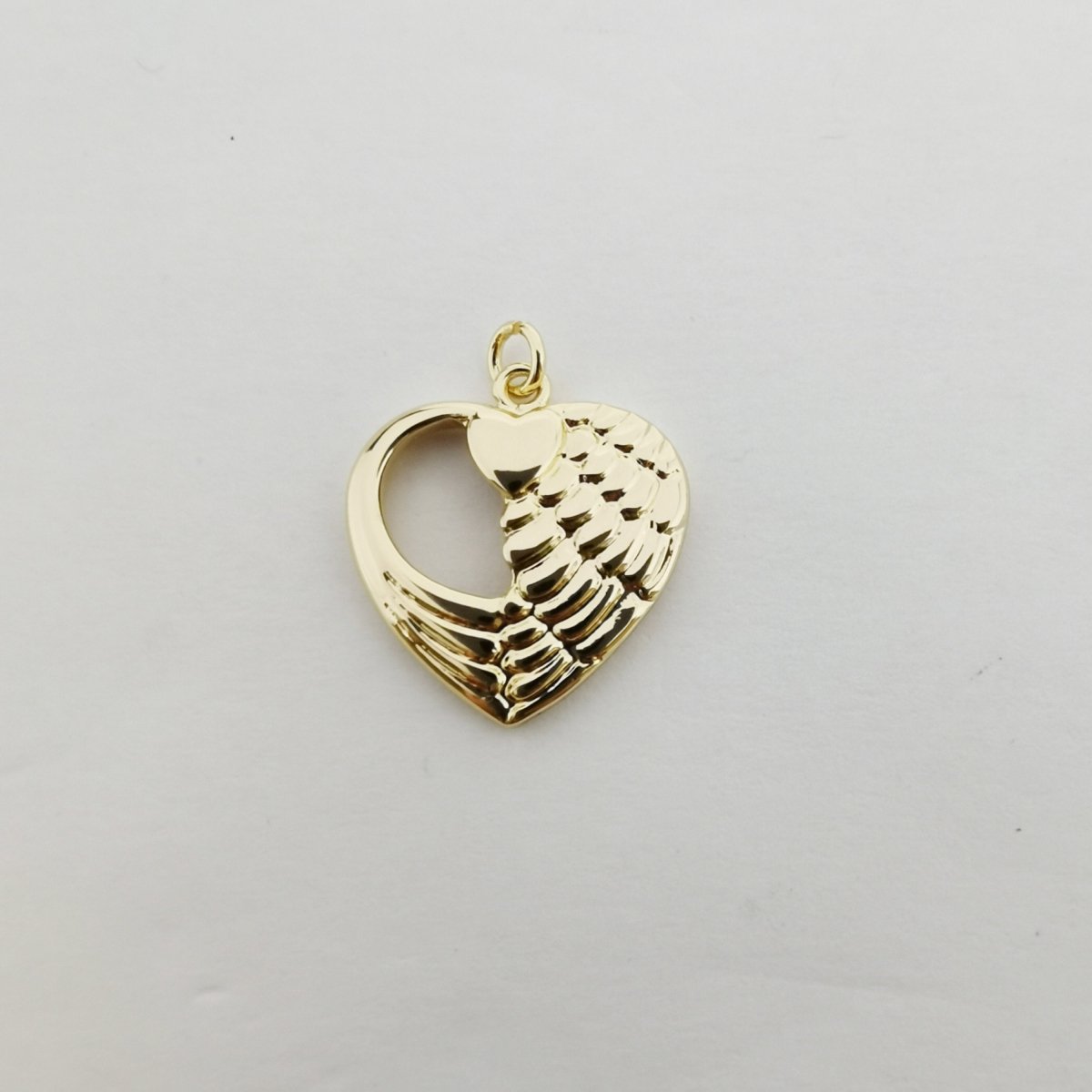 14k Gold Filled Heart with Angel Wings charm, Angel Charm, Heart Charm, Necklace Pendant, Cute Angel Wings Charm, D-334