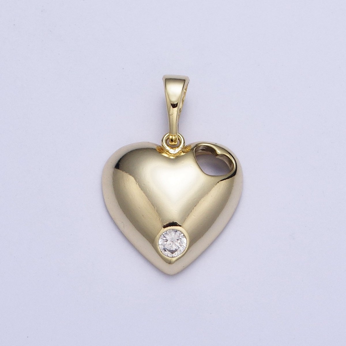14K Gold Filled Heart with CZ Micro Pave Charm Pendant Necklace Light Yellow Heart Love For DIY Jewelry Necklace Making X-464