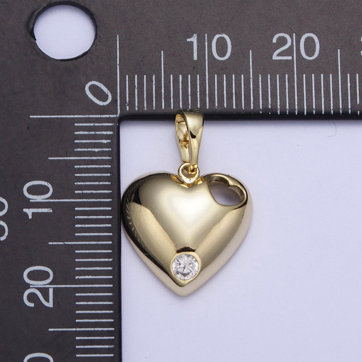 14K Gold Filled Heart with CZ Micro Pave Charm Pendant Necklace Light Yellow Heart Love For DIY Jewelry Necklace Making X-464