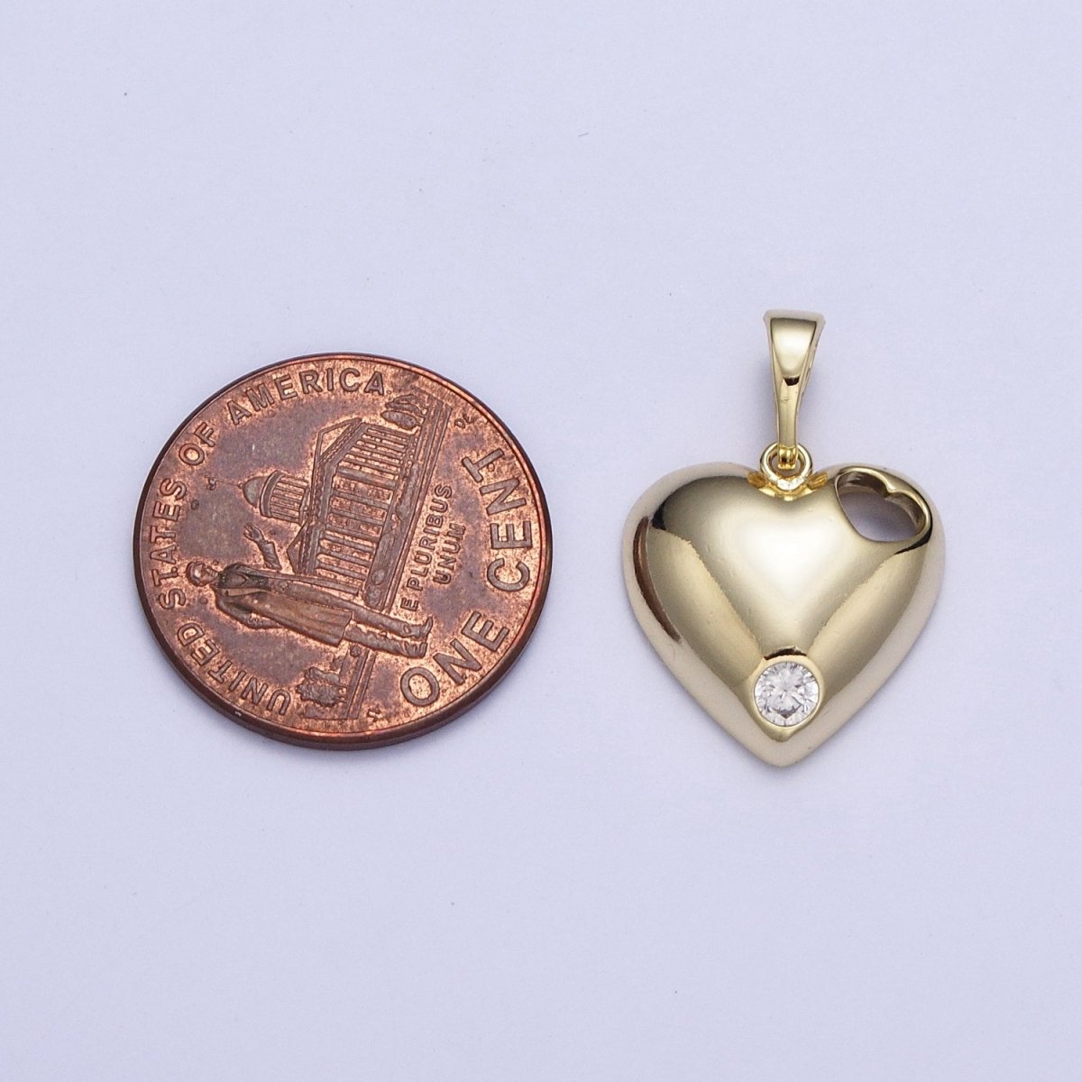 14K Gold Filled Heart with CZ Micro Pave Charm Pendant Necklace Light Yellow Heart Love For DIY Jewelry Necklace Making X-464