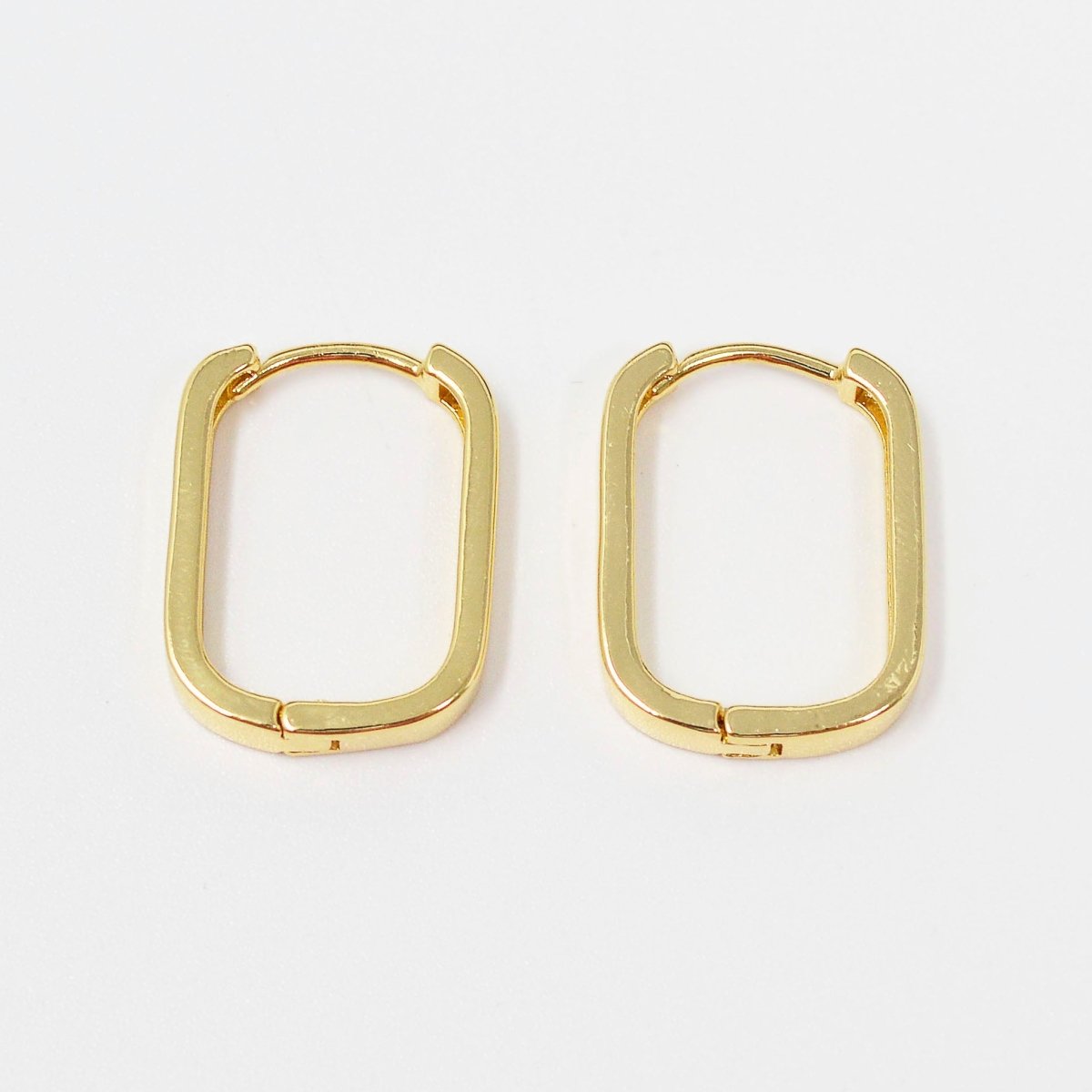 14K Gold Filled Hoop Earrings, Classic Oval Hoops in Gold w/ Click Lock Closure Lightweight Tube Minimalist Earrings U Shaped Hoops Q-429