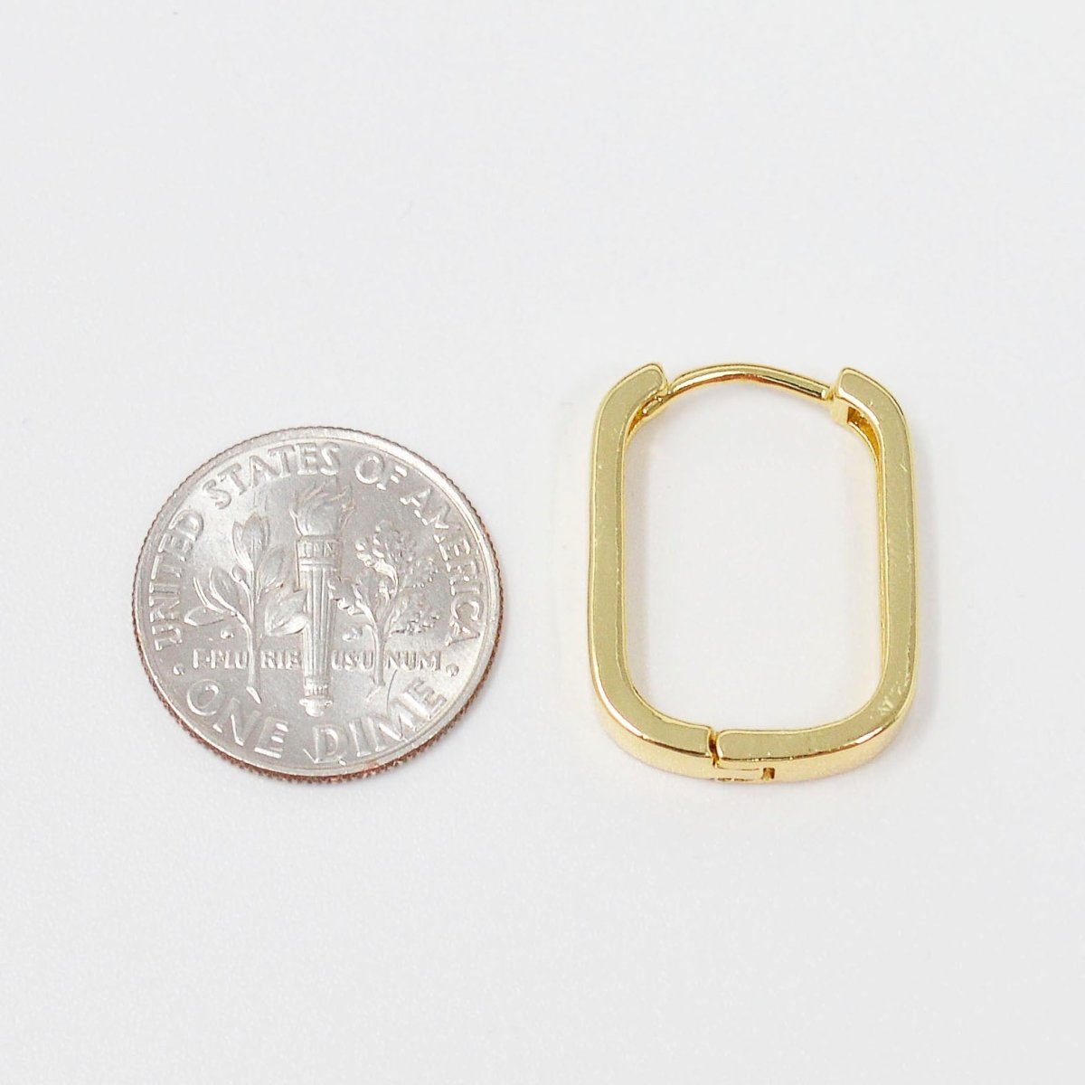 14K Gold Filled Hoop Earrings, Classic Oval Hoops in Gold w/ Click Lock Closure Lightweight Tube Minimalist Earrings U Shaped Hoops Q-429