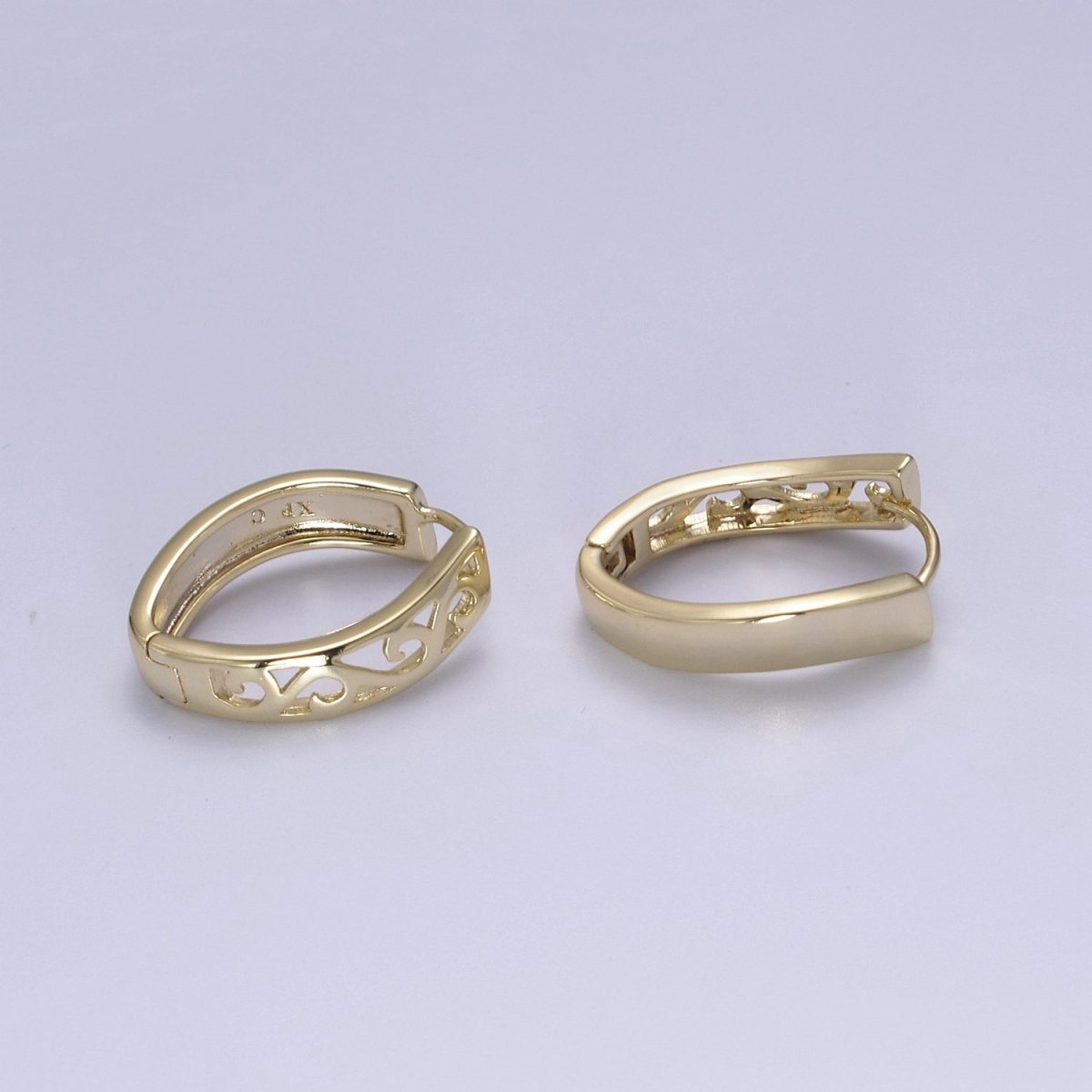 14K Gold Filled Hypoallergenic Filigree Latch Back Lever Ear Hook Earrings T-292