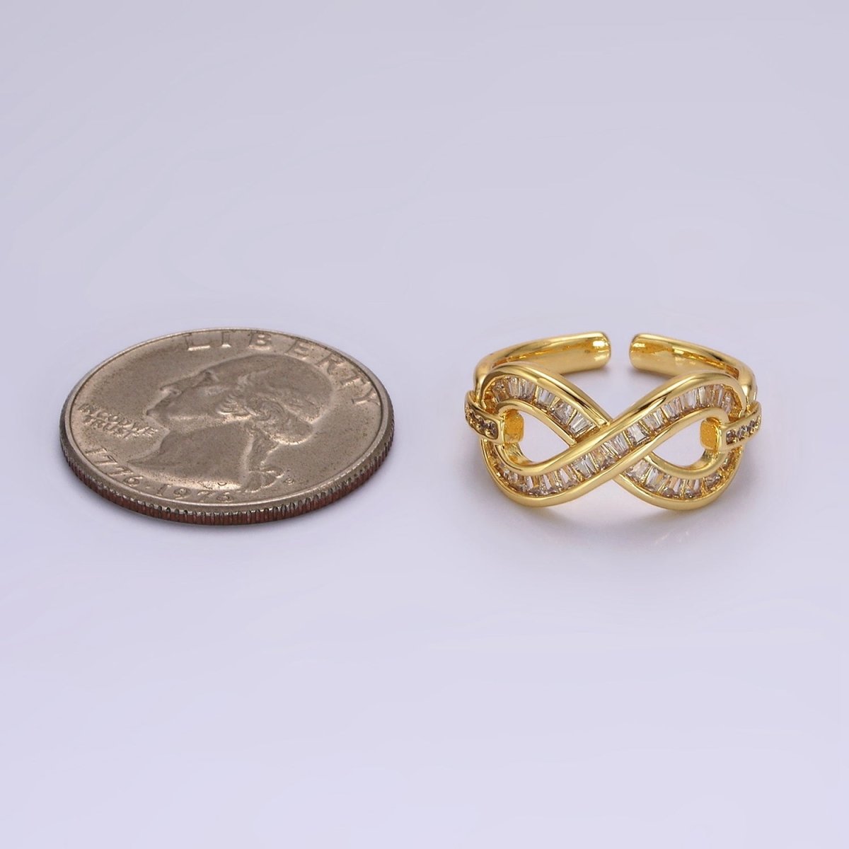 14K Gold Filled Infinity Micro Paved Baguette CZ Ring | O1166