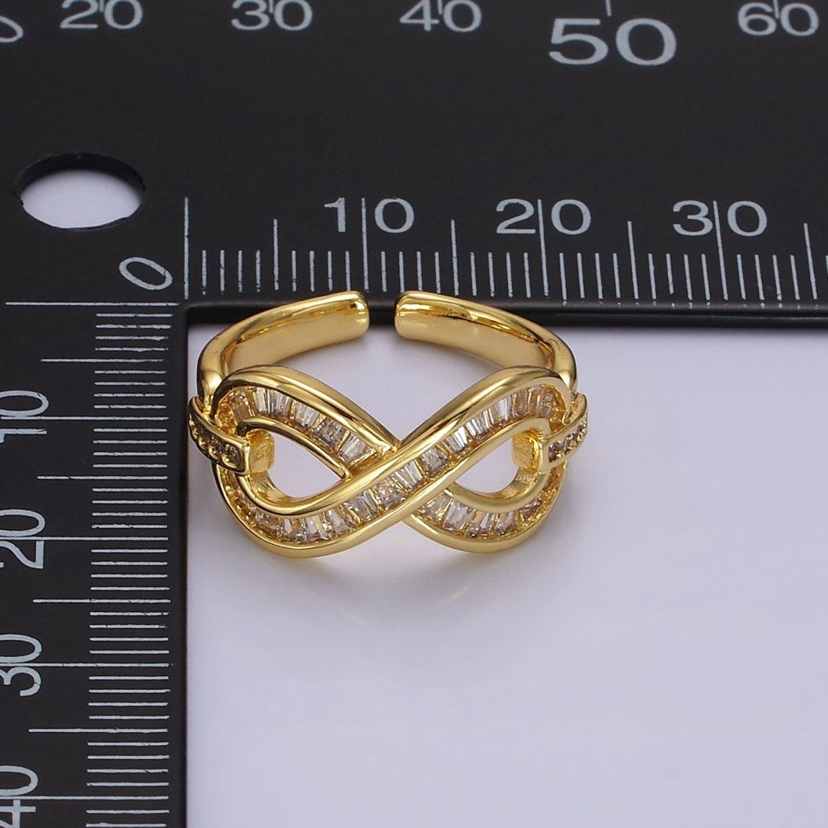 14K Gold Filled Infinity Micro Paved Baguette CZ Ring | O1166