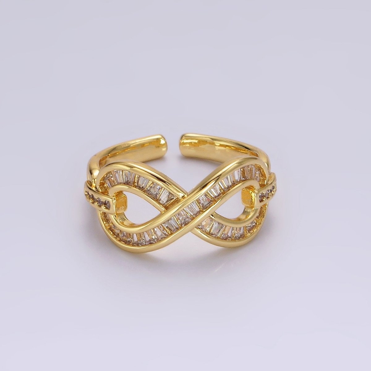 14K Gold Filled Infinity Micro Paved Baguette CZ Ring | O1166