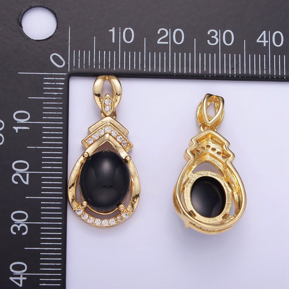 14K Gold Filled Iridescent Teardrop Bezel Micro Paved Pendant | AA1175