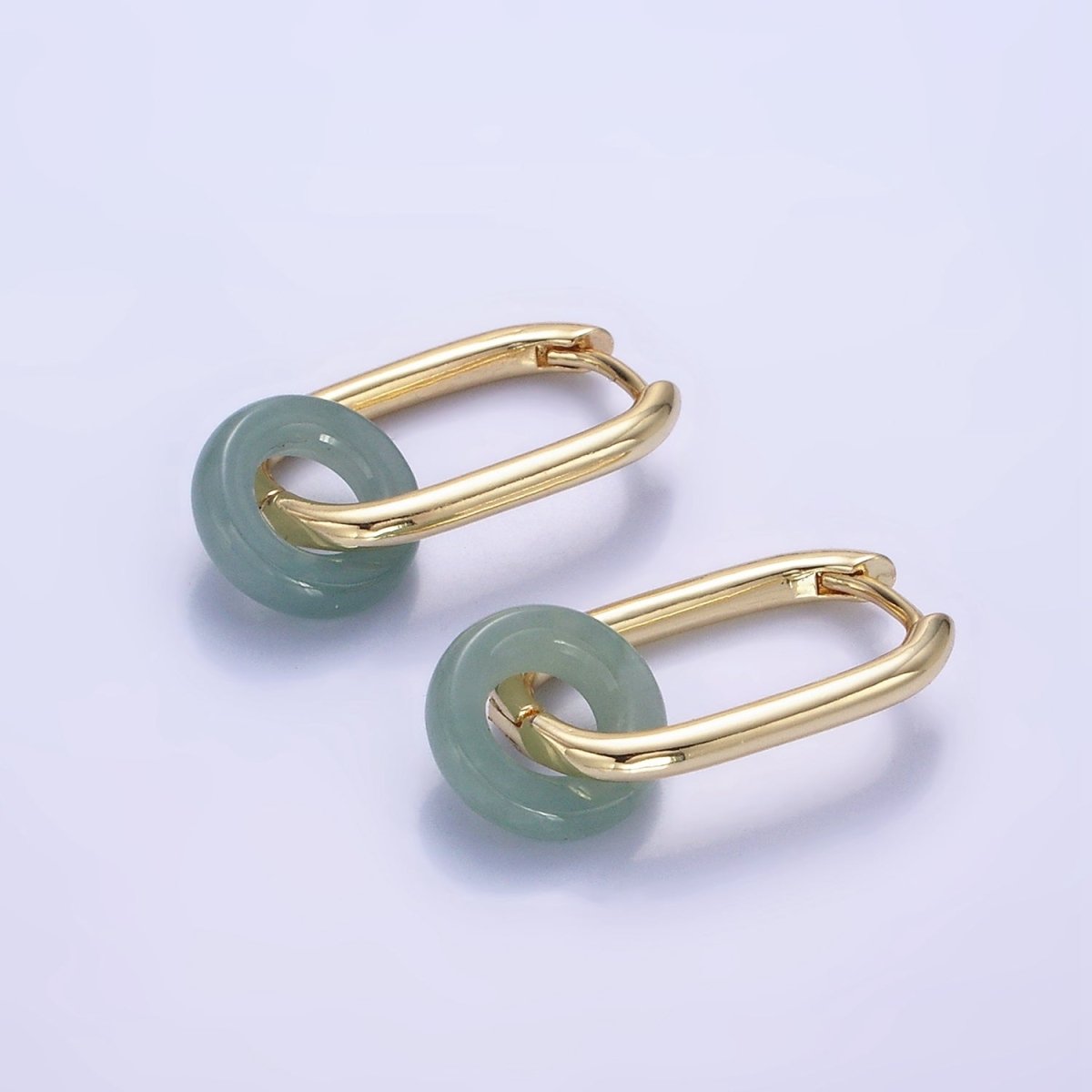 14K Gold Filled Jade Donut 20mm Oblong Hoop Earrings | AE515