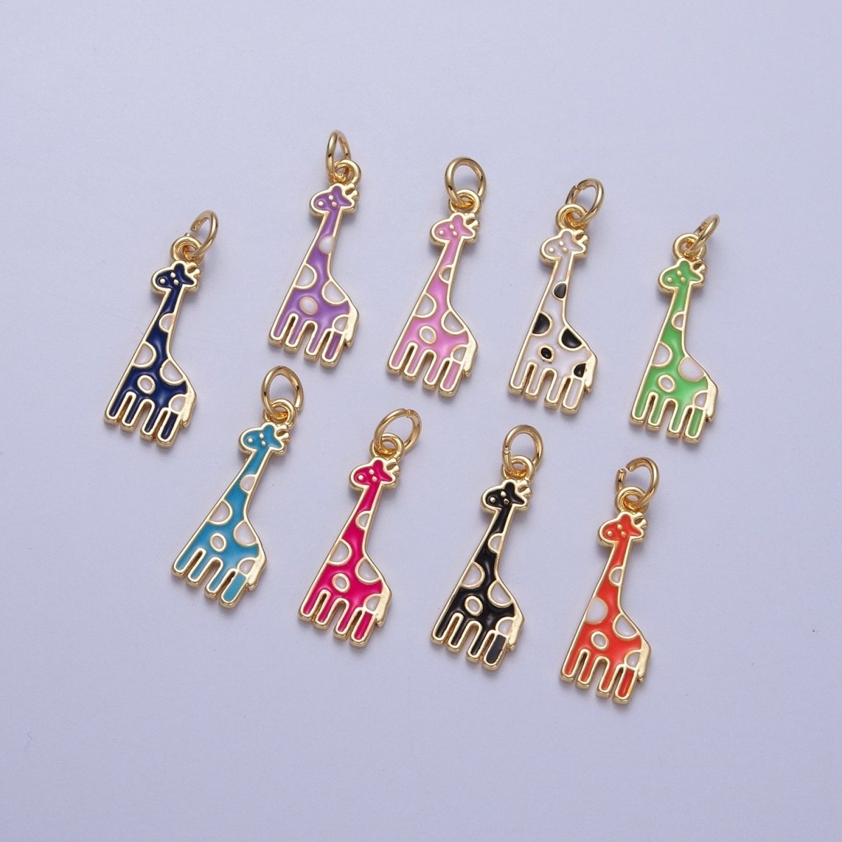 14K Gold Filled Kawaii Enamel Giraffe Safari Charm | X-091 - X-099