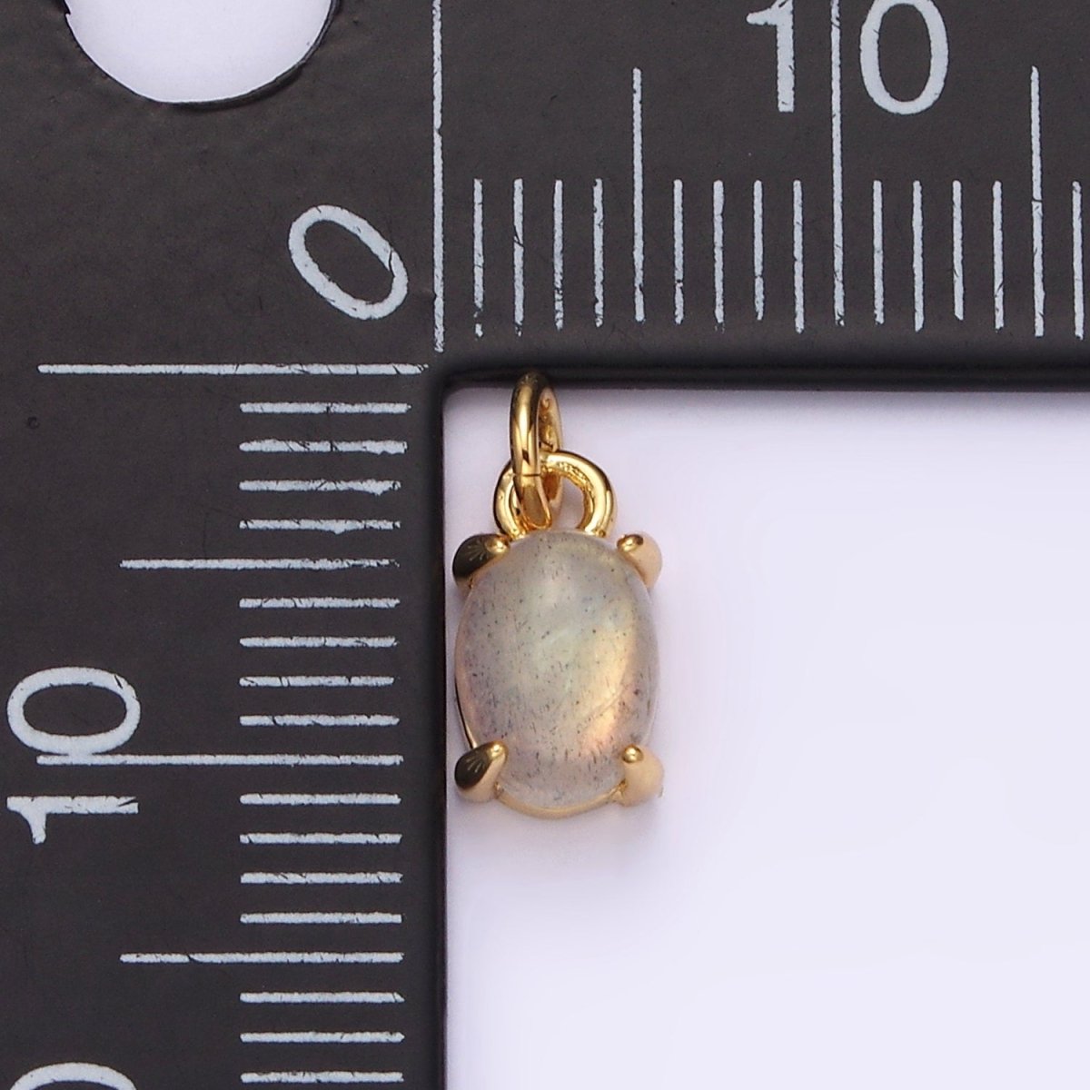 14K Gold Filled Labradorite Gemstone Oval Minimalist Add-On Charm | AC842