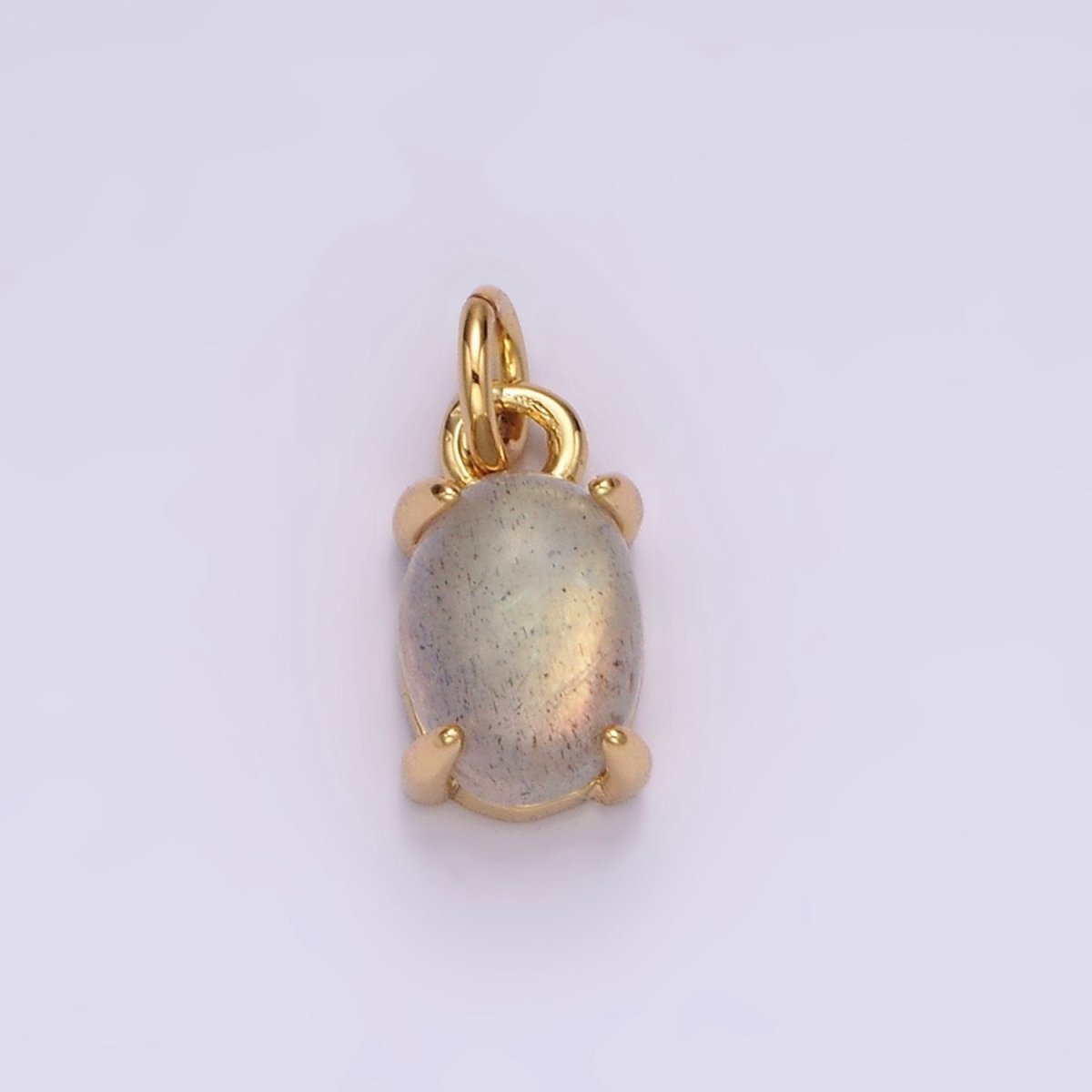 14K Gold Filled Labradorite Gemstone Oval Minimalist Add-On Charm | AC842