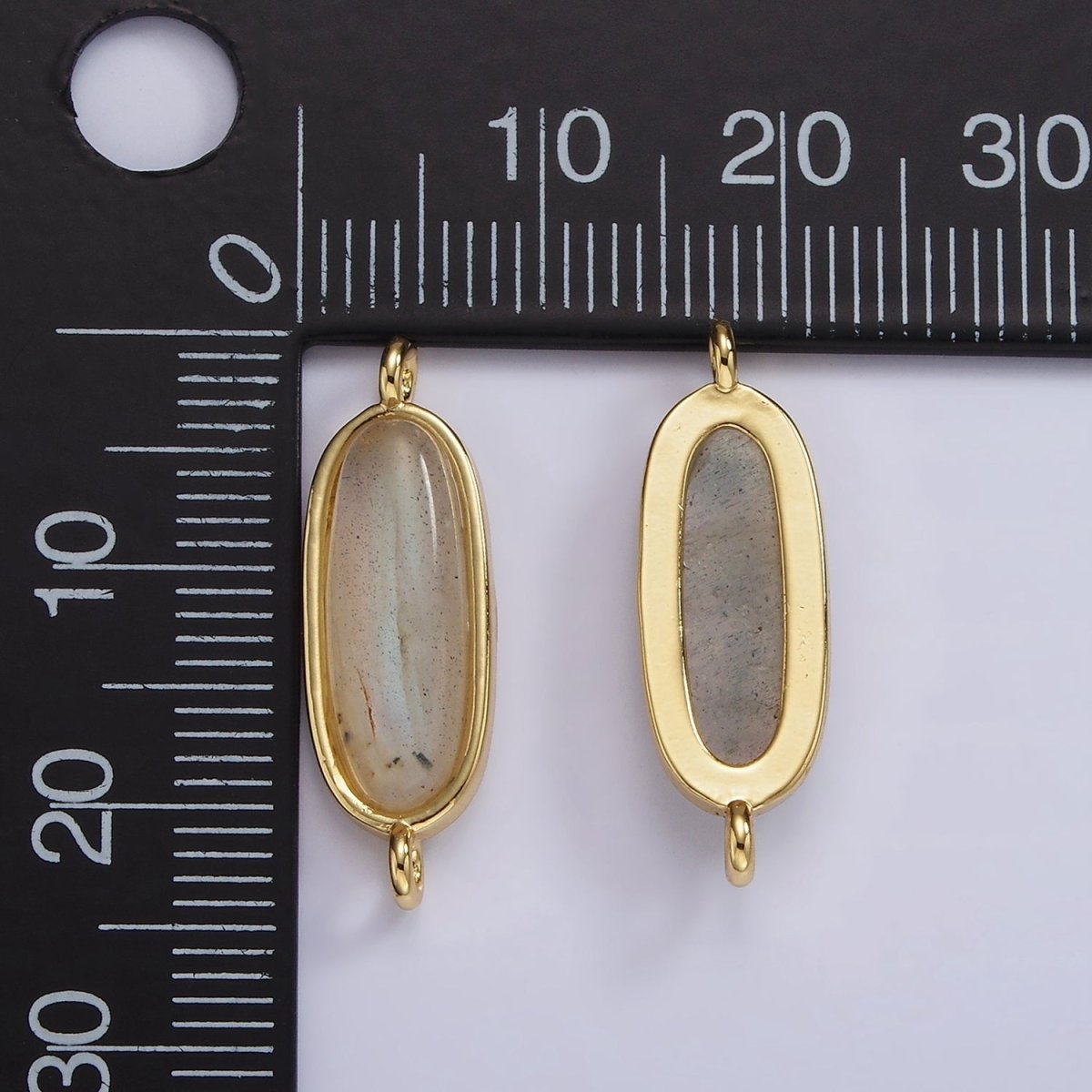 14K Gold Filled Labradorite Oblong Bezel Connector | G-823