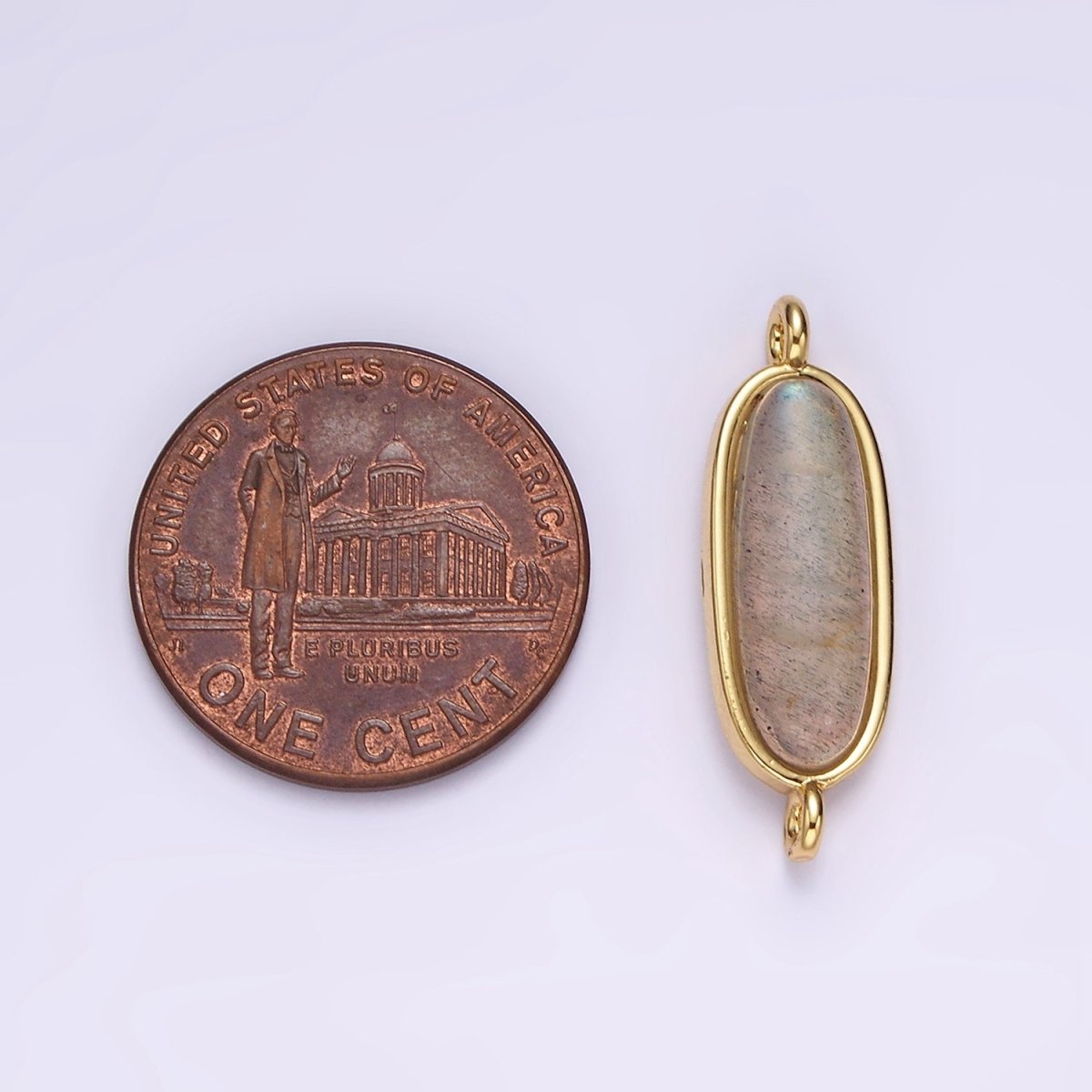 14K Gold Filled Labradorite Oblong Bezel Connector | G-823